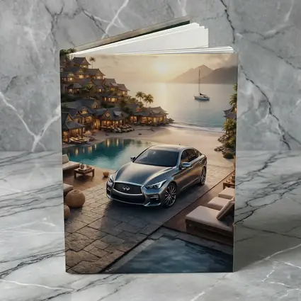 Infiniti Q50 Parked at Luxury Resort Sunset