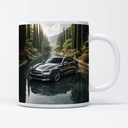 Infiniti Q50 Sedan Reflecting Tranquil River Setting
