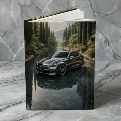 Infiniti Q50 Sedan Reflecting Tranquil River Setting