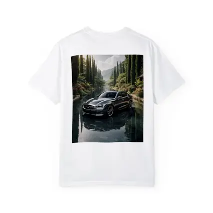 Infiniti Q50 Sedan Reflecting Tranquil River Setting