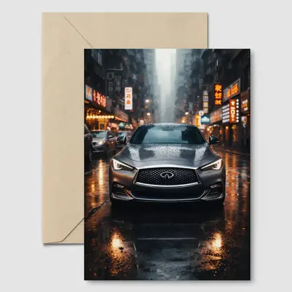 Infiniti Q60 Rainy City Street Night