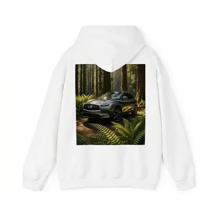 Infiniti QX50 SUV Parked in Sunlit Forest