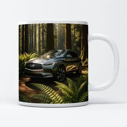 Infiniti QX50 SUV Parked in Sunlit Forest