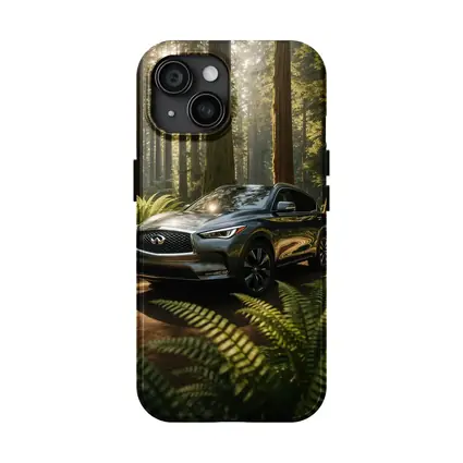 Infiniti QX50 SUV Parked in Sunlit Forest