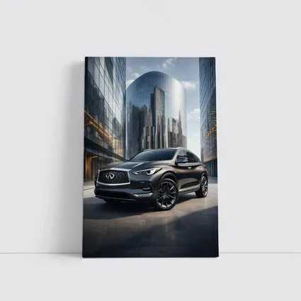 Infiniti QX50 Parked Near Glass Skyscrapers