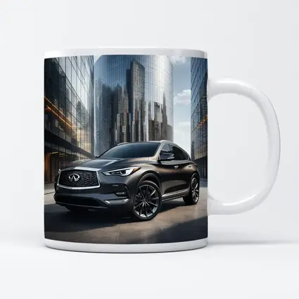 Infiniti QX50 Parked Near Glass Skyscrapers