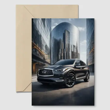 Infiniti QX50 Parked Near Glass Skyscrapers