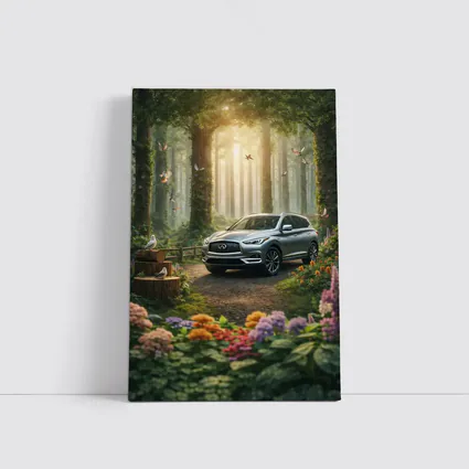 Infiniti QX60 Silver SUV Forest Setting