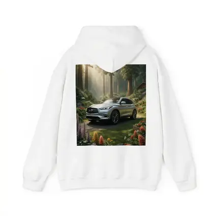 Infiniti QX50 Silver SUV Forest Garden Setting