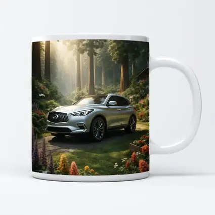 Infiniti QX50 Silver SUV Forest Garden Setting