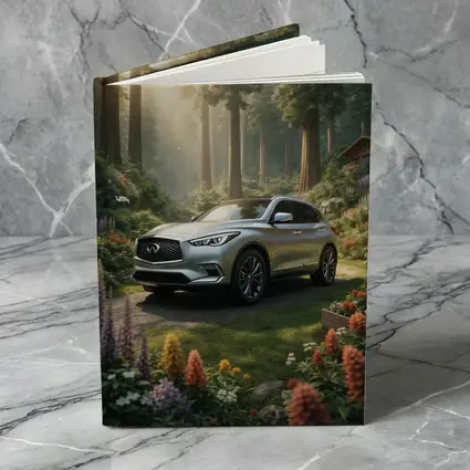 Infiniti QX50 Silver SUV Forest Garden Setting