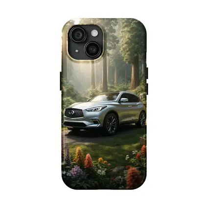 Infiniti QX50 Silver SUV Forest Garden Setting