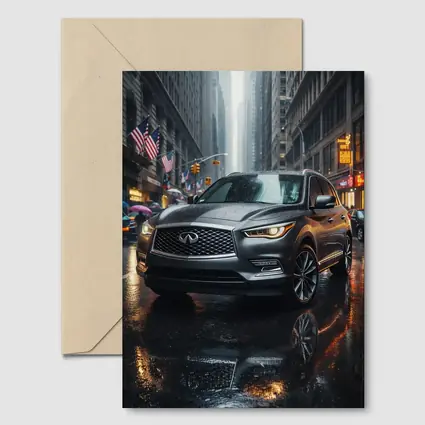 Infiniti QX60 SUV Rainy City Street