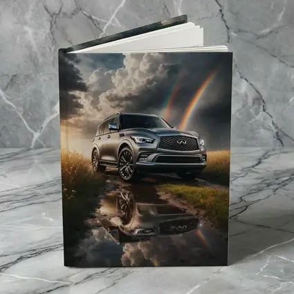 Infiniti QX80 SUV Under Dramatic Rainbow Skies