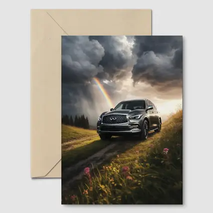 Infiniti QX80 SUV Dramatic Rainbow Meadow