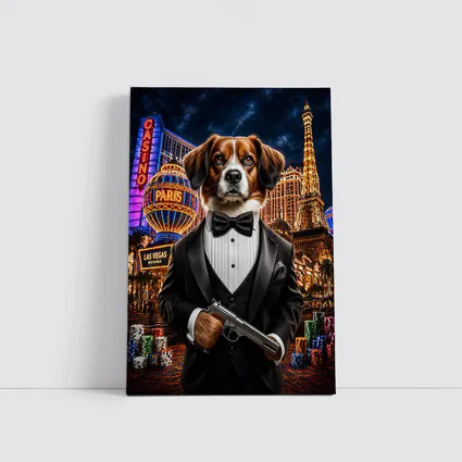 Tuxedo Dog Secret Agent Las Vegas Night