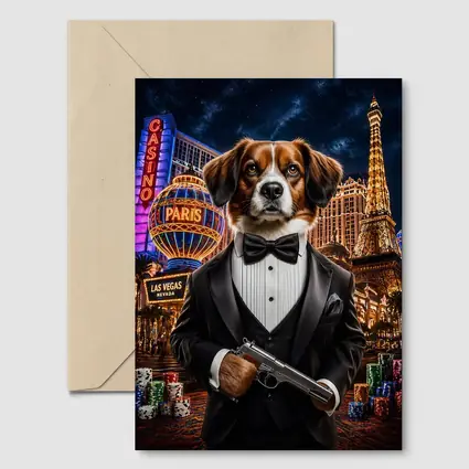 Tuxedo Dog Secret Agent Las Vegas Night