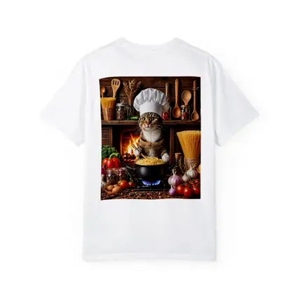 Tabby Cat Chef Cooking Pasta Kitchen