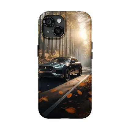 Jaguar E Pace Driving Through Autumn Forest