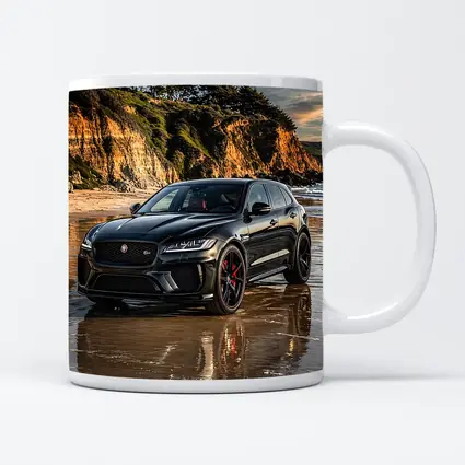 Jaguar F Pace SVR Black Beach Cliffs