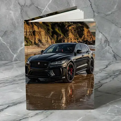 Jaguar F Pace SVR Black Beach Cliffs