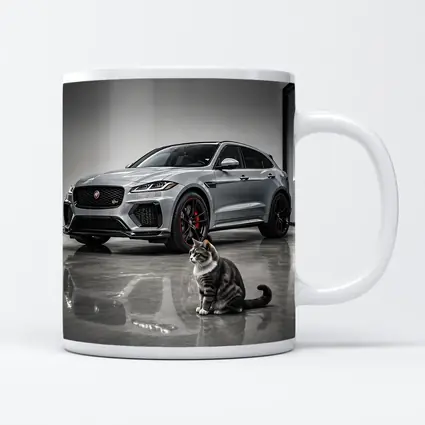 Jaguar F-Pace SVR Gray Showroom With Cat