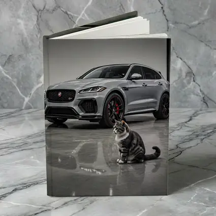 Jaguar F-Pace SVR Gray Showroom With Cat