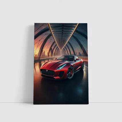 Jaguar F-Type Red on Glowing Bridge