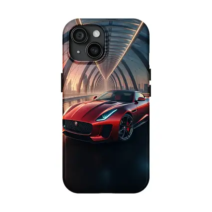 Jaguar F-Type Red on Glowing Bridge