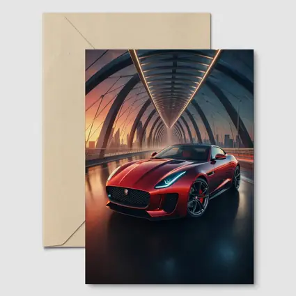 Jaguar F-Type Red on Glowing Bridge