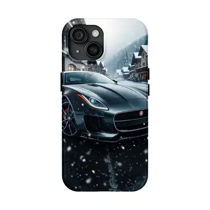 Jaguar F-Type Grey Coupe Snowy Village