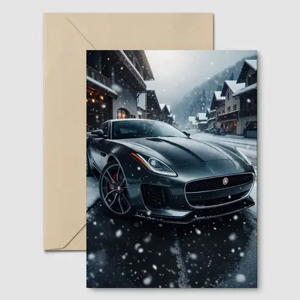 Jaguar F-Type Grey Coupe Snowy Village