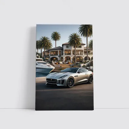 Jaguar F-Type Silver Luxury Mansion Waterfront