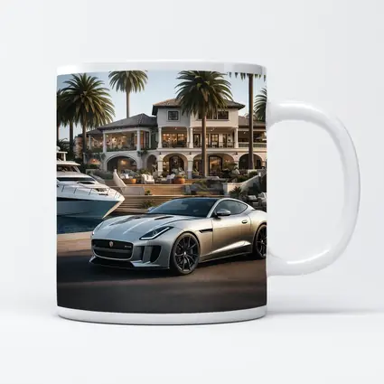 Jaguar F-Type Silver Luxury Mansion Waterfront