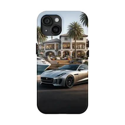 Jaguar F-Type Silver Luxury Mansion Waterfront