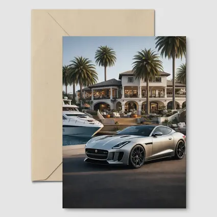 Jaguar F-Type Silver Luxury Mansion Waterfront