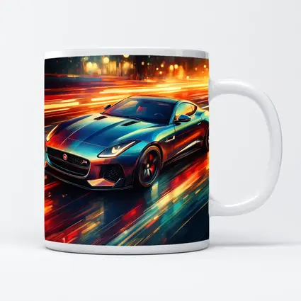 Jaguar F Type Racing Through Neon City