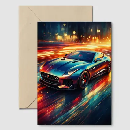 Jaguar F Type Racing Through Neon City