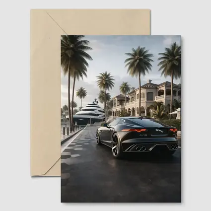 Jaguar F Type Black Mansion Palm Trees