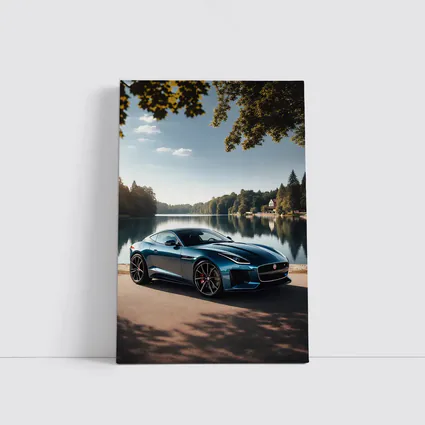 Jaguar F Type Parked By Calm Lake
