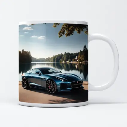 Jaguar F Type Parked By Calm Lake