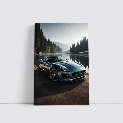 Jaguar F Type Parked By Misty Lake