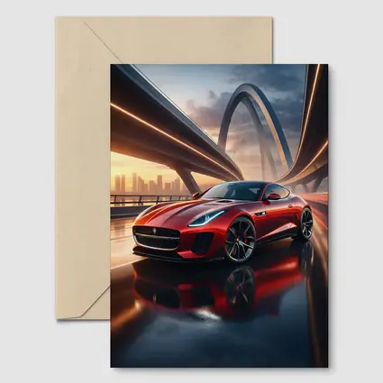 Jaguar F Type Red on City Bridge