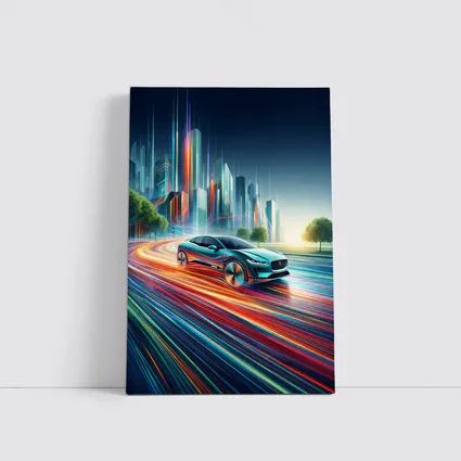Jaguar I Pace Neon City Speed Art