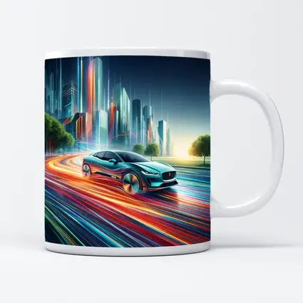 Jaguar I Pace Neon City Speed Art