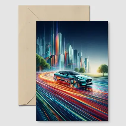 Jaguar I Pace Neon City Speed Art