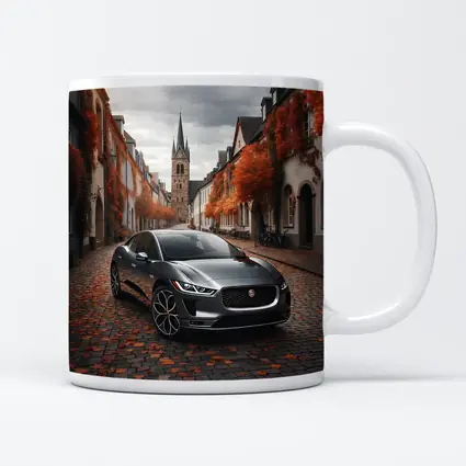 Jaguar I Pace on Cobblestone European Street