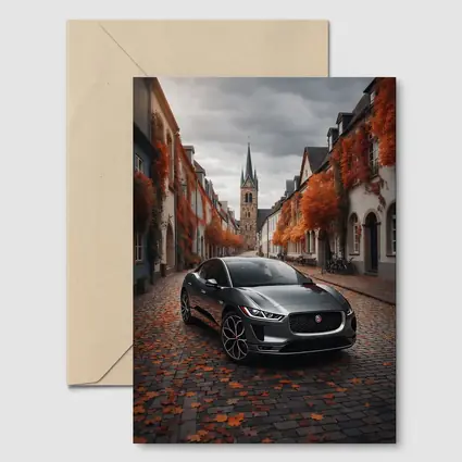 Jaguar I Pace on Cobblestone European Street