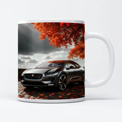 Jaguar I Pace On Autumn Cobblestone Street