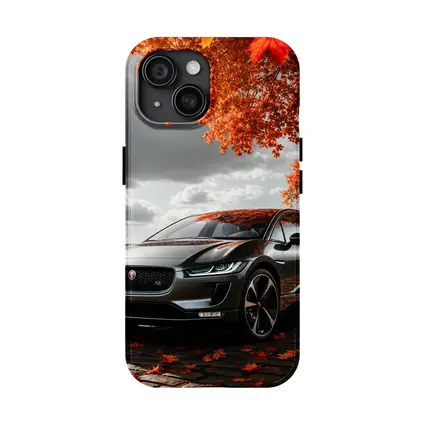 Jaguar I Pace On Autumn Cobblestone Street
